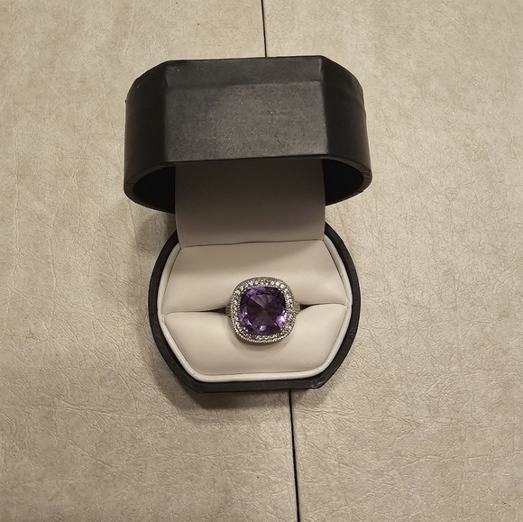 Cushion Cut Amethyst Ring Sterling Silver - Picture 12 of 17